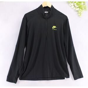 Nike Men's Air Max 1/4 Zip Long Sleeve Running Shirt Black Size M